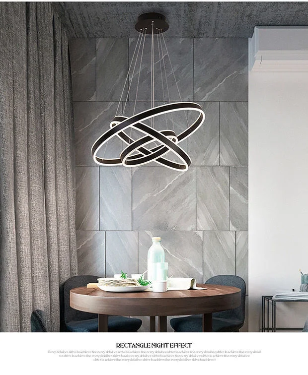 Modern LED Round Light Luxury Nordic Postmodern Living Dining Room Bedroom LED Pendant Light Chandelier