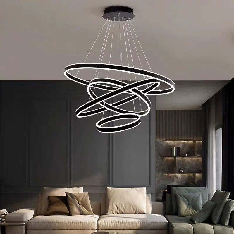 Modern LED Round Light Luxury Nordic Postmodern Living Dining Room Bedroom LED Pendant Light Chandelier